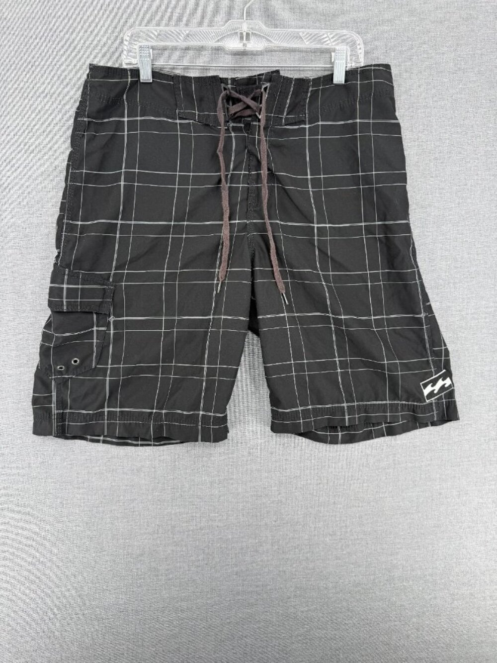 Vtg Billabong Board Shorts Mens 38 9" Plaid Beach Swim Trunks Embroidered Y2K